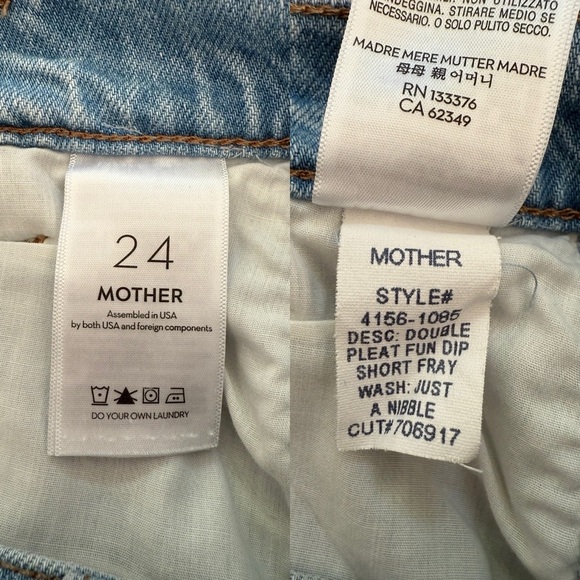 MOTHER The Pleated Fun Dip Short Fray | Size 24 - Picture 9 of 13